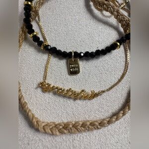 Pura Vida Grateful Pack Bracelet Set of 3 – Black, Tan & Gold Tone